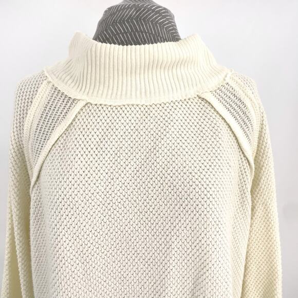 Free People Oversized Cozy Sweater Frenchnilla Cream She’s A Keeper Size M - Picture 3 of 12
